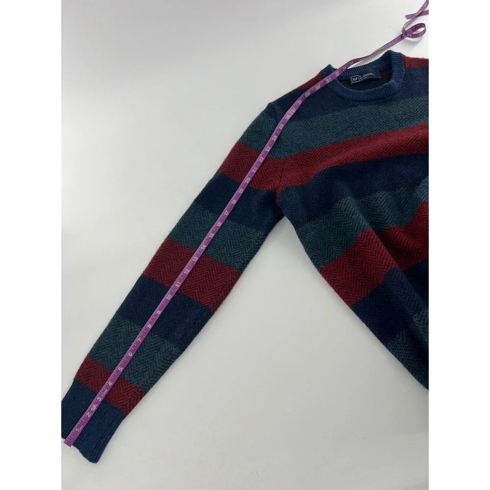 Gap Mens Vintage Lambswool Herringbone Striped Crewneck Sweater Vintage Retro M